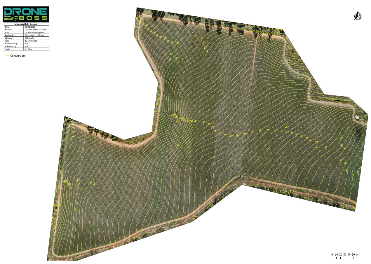 Orthomosaic Map of Property with Contour Lines